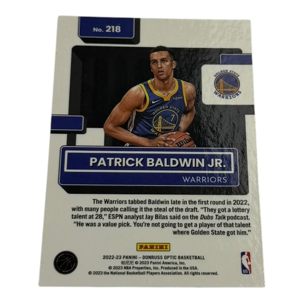 2022-23 Panini Donruss Optic Patrick Baldwin Jr. Rated Rookie Card #218 Warriors